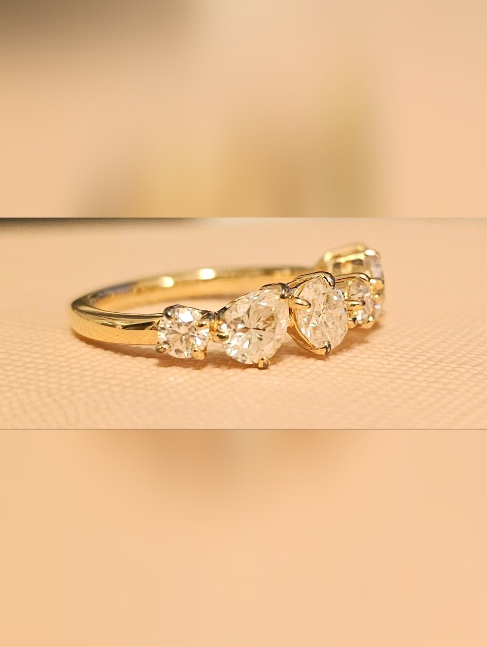 925 STERLING SILVER Gold Plated Moissanite Half Eternity Band SZ 5.5